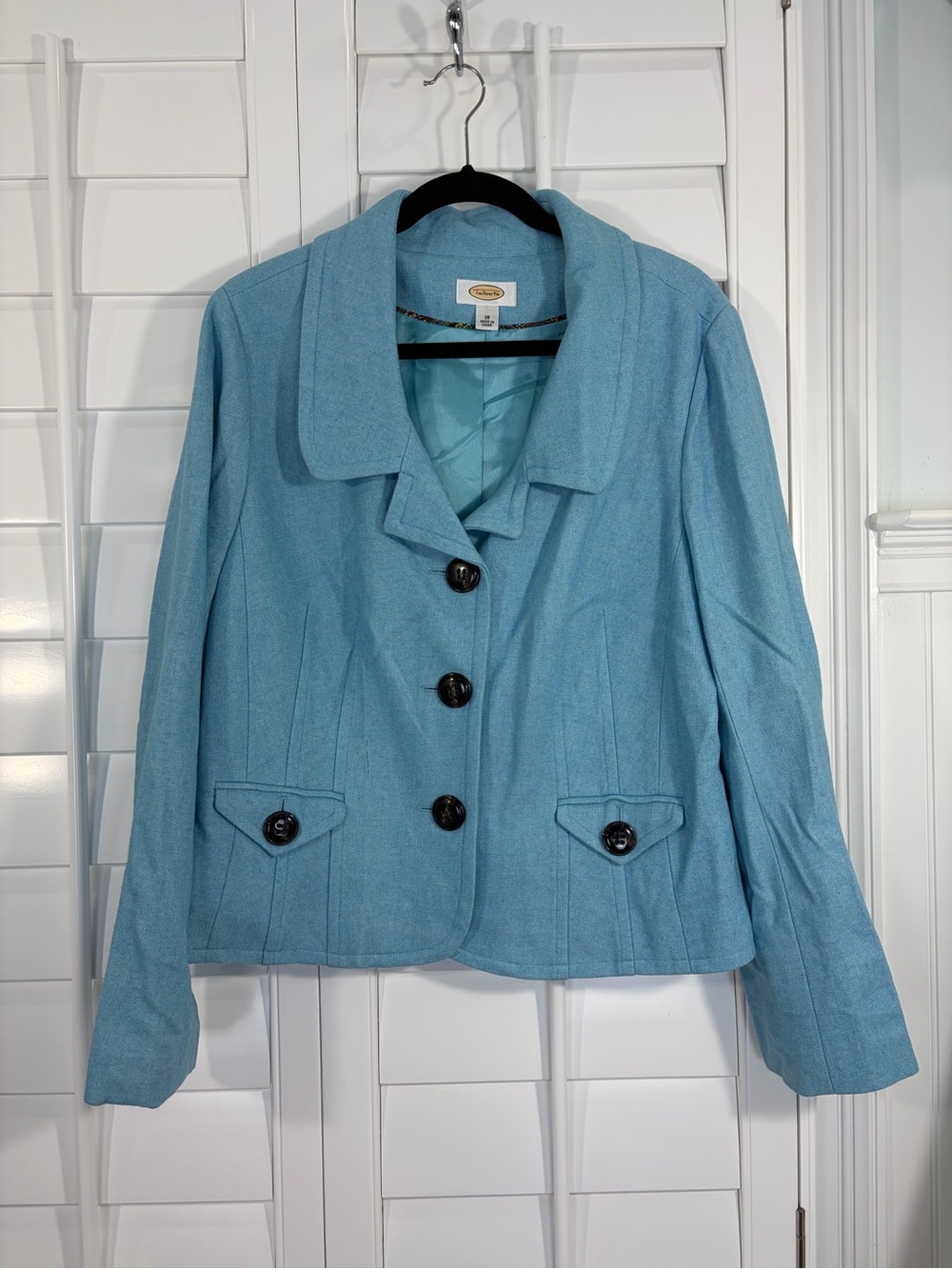 Talbots Light Blue Tailored Button Front Wool Jacket (18)